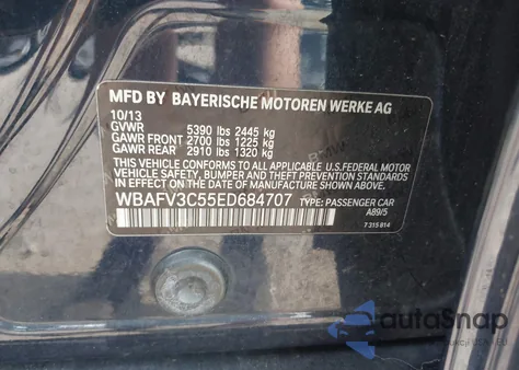 2014 BMW 535D xDrive z USA, uszkodzony, nr VIN WBAFV3C55ED684707